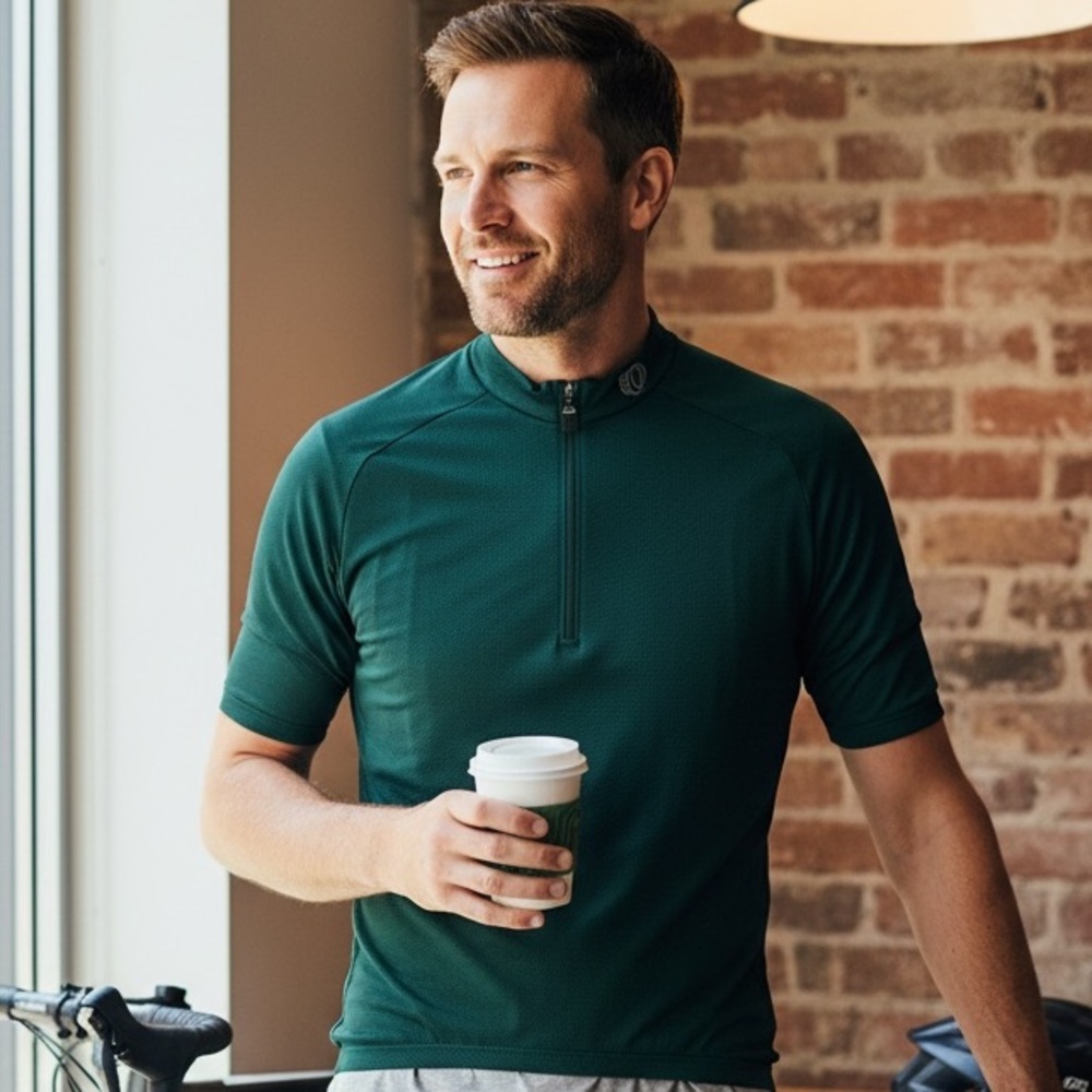 Pearl Izumi Green Cycling Back Zipper Pocket Jersey